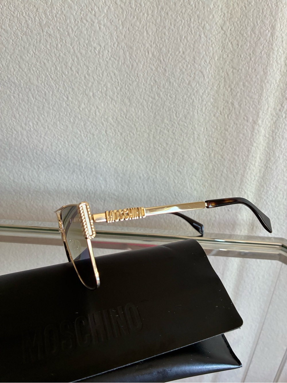 Moschino Gold Geometric Sunglasses | Original Case - Picture 8 of 9